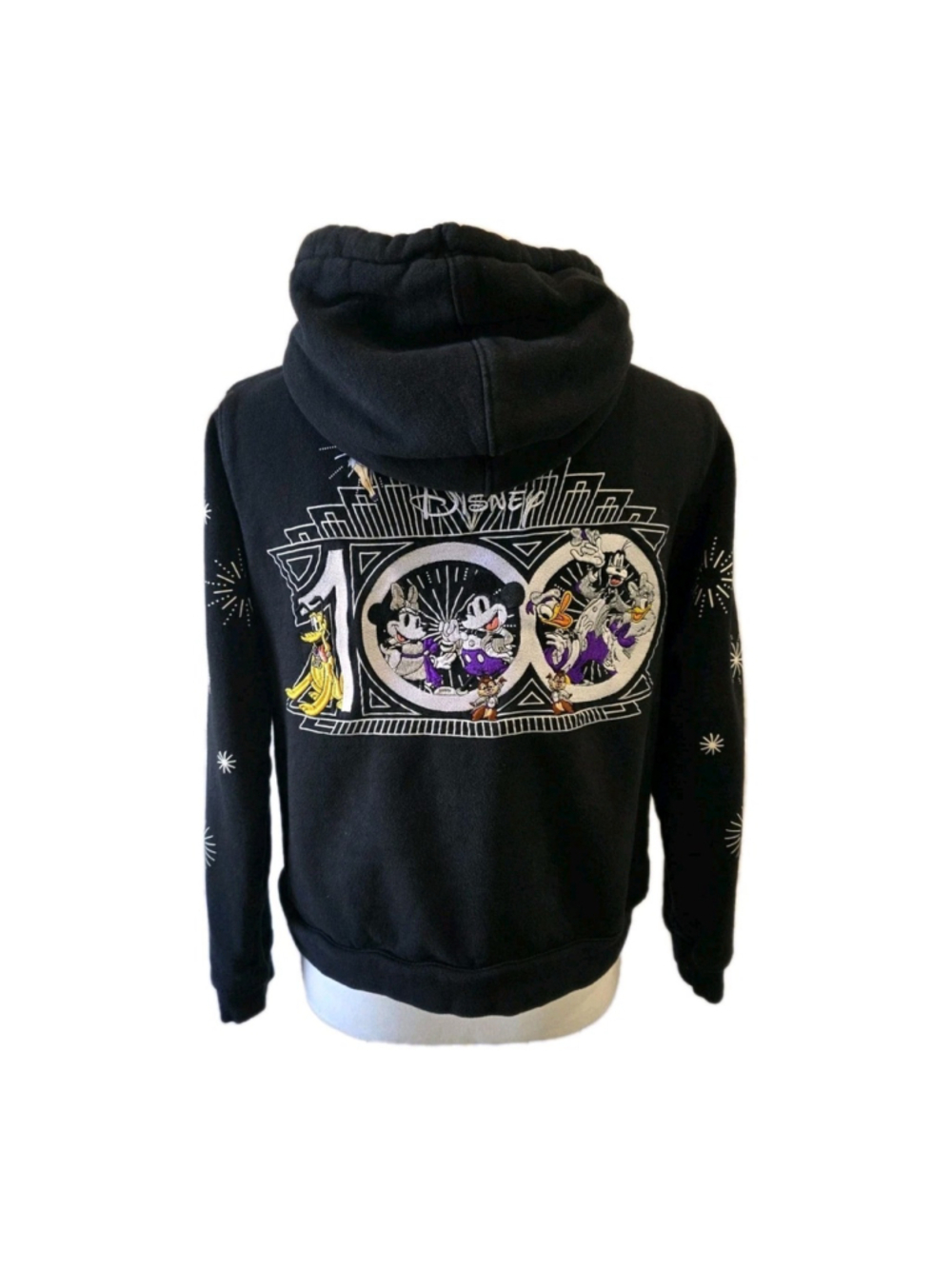 Disney 100th Anniversary Embroidery Hoody Size L Womans Mickey Mouse & Friends